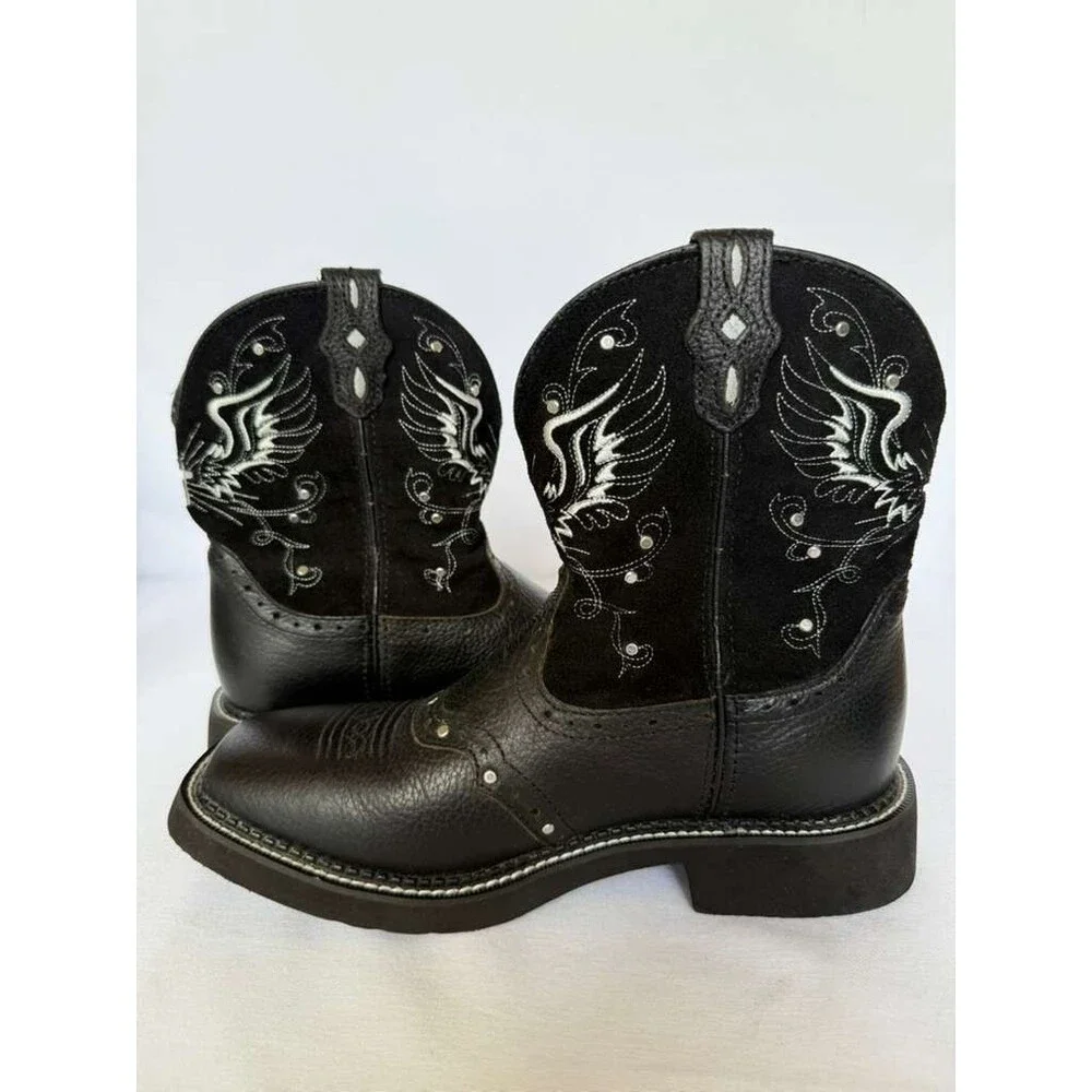 Justin Gypsy Black Leather Western Boots Women’s 9.5B L9977 - Picture 2 of 11